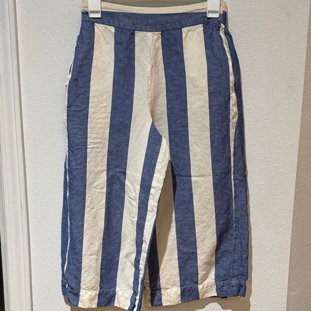 Blue and White Striped Pants